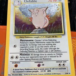 Foil Holo “Clefable” 1/64 Holographic No Symbol Misprint Gradeable Pokemon Card